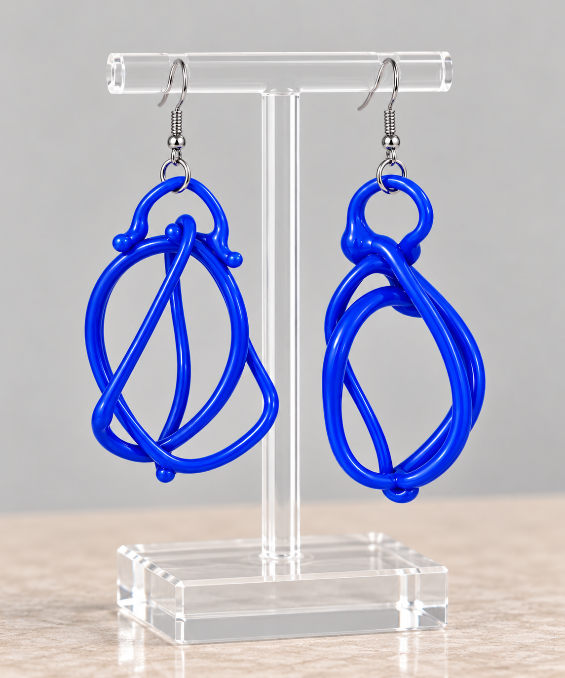 Handcrafted Italian Murano Glass Sculptural Earrings - Cobalt Blue