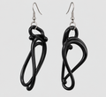 Handcrafted Italian Murano Glass Sculptural Earrings - Black Noir