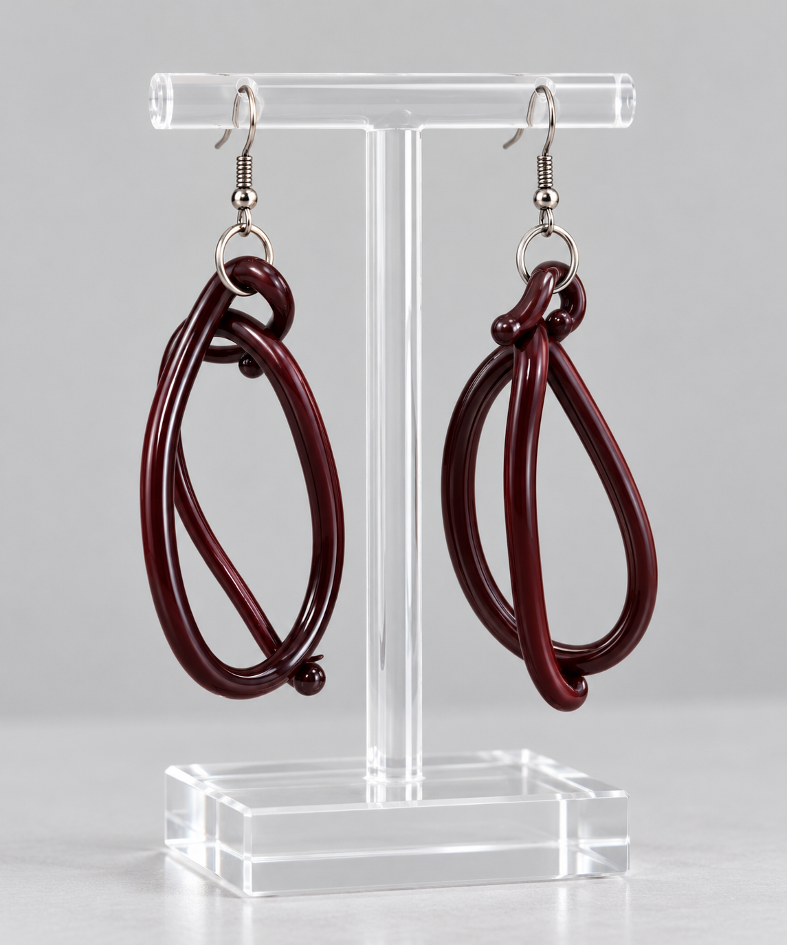 Handcrafted Italian Murano Glass Sculptural Earrings - Chocolate Brown