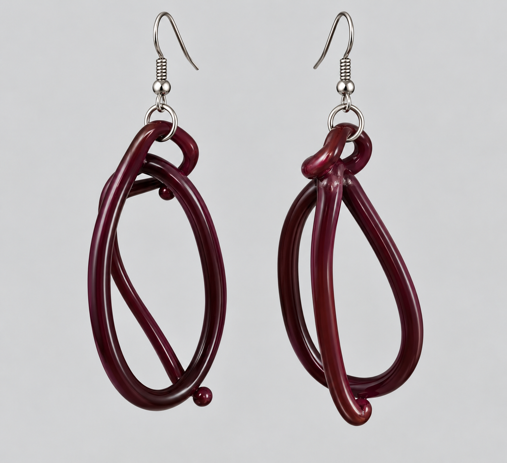 Handcrafted Italian Murano Glass Sculptural Earrings - Chocolate Brown