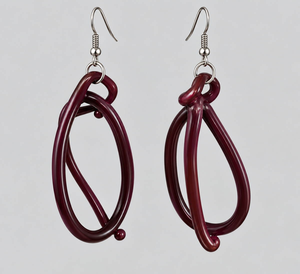Handcrafted Italian Murano Glass Sculptural Earrings - Chocolate Brown