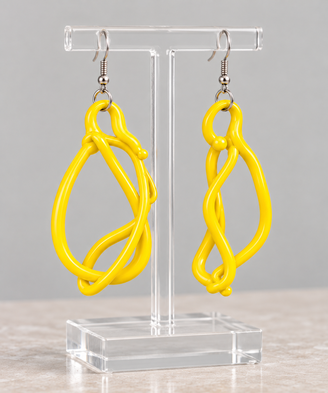 Handcrafted Italian Murano Glass Sculptural Earrings - Solar Yellow