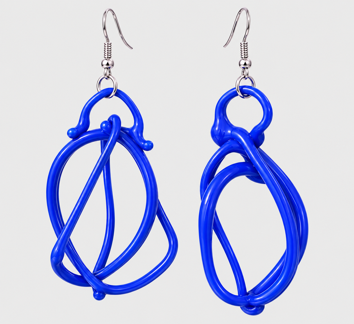 Handcrafted Italian Murano Glass Sculptural Earrings - Cobalt Blue