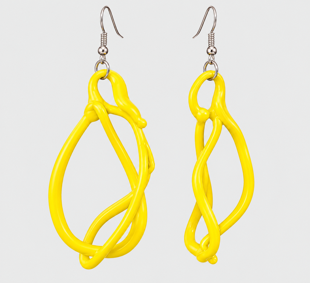 Handcrafted Italian Murano Glass Sculptural Earrings - Solar Yellow