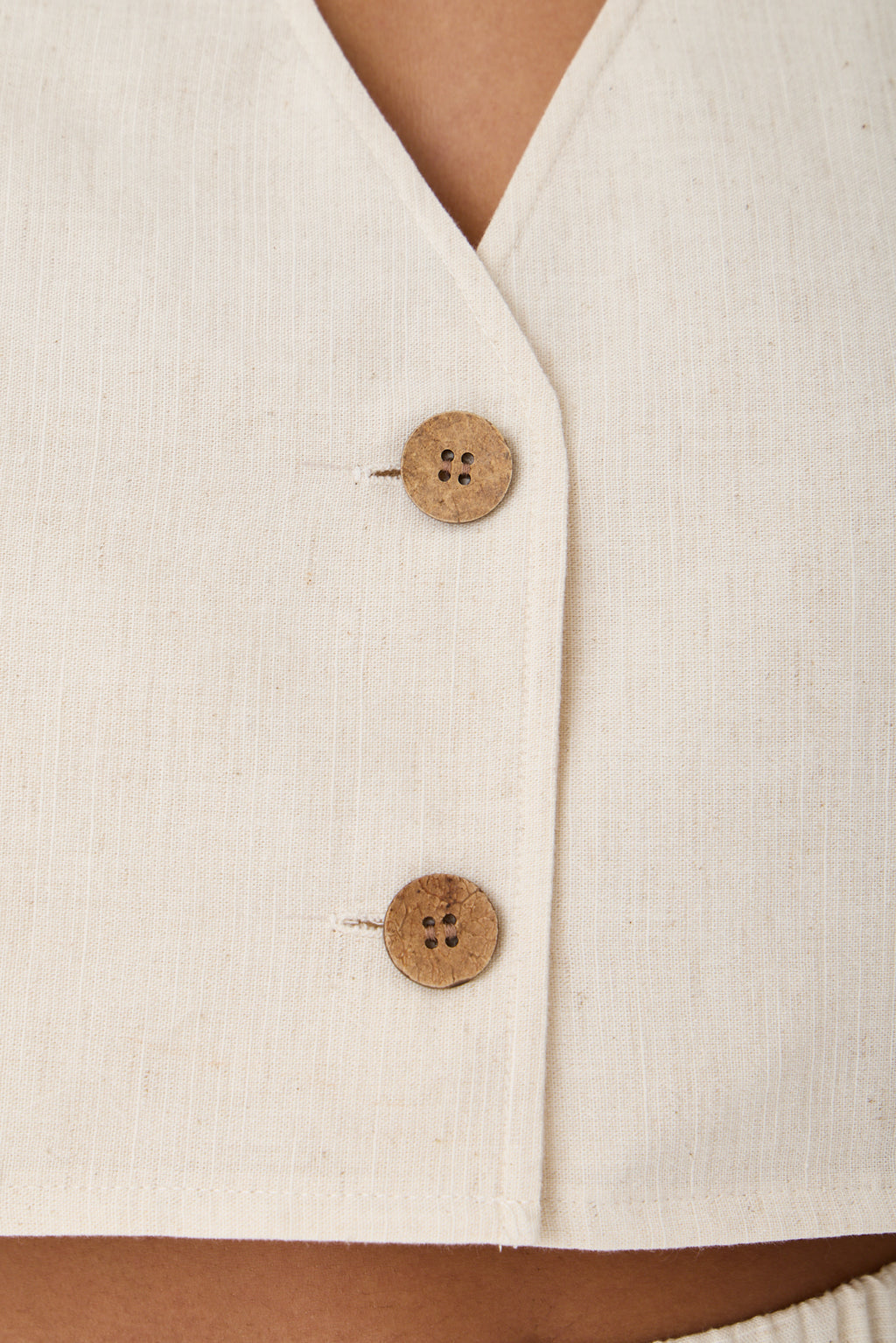 Cropped Button-Down Shirt - Ecru