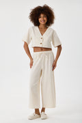 Relaxed Wide-Leg Cotton Pants - Ecru
